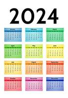 Calendar for 2024 isolated on a white background vector