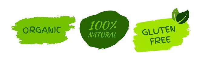 verde natural bio etiquetas vector
