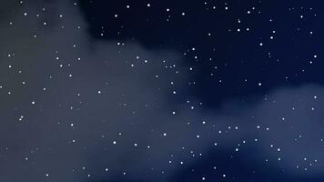 Night sky with clouds and many stars. Abstract nature background with stardust in deep universe. Vector illustration.