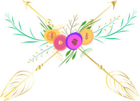 Arrow with flowers and feather. png