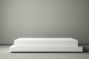 White podium with minimal background for product presentation rendered in 3D photo