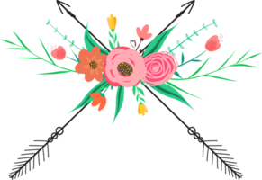 Arrow with flowers and feather. png