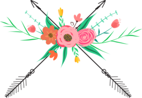 Arrow with flowers and feather. png