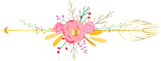 Arrow with flowers and feather. png