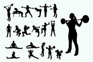 mujer en gimnasio conjunto vector