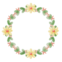 Watercolor circle frame flowers png