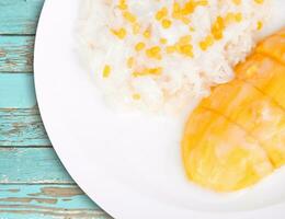 Delicious mango with sticky rice photo