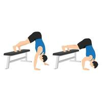 Man doing bench Pike push up exercise. vector