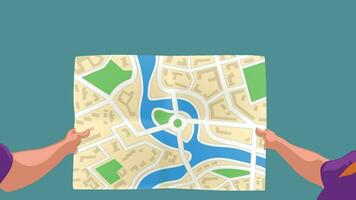 hands paper map vector