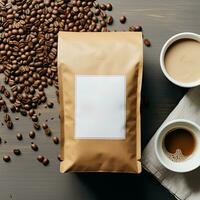 Coffee Packaging Transformation Blank Bag Mockup for Branding Inspiration Generative AI photo
