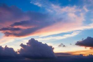 Cloudy sky at sunset background. AI Generative Pro Photo