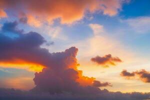 Cloudy sky at sunset background. AI Generative Pro Photo