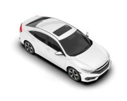 White modern car isolated on transparent background. 3d rendering - illustration png