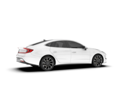 White modern car isolated on transparent background. 3d rendering - illustration png