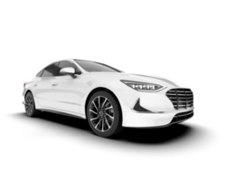 White modern car isolated on transparent background. 3d rendering - illustration png