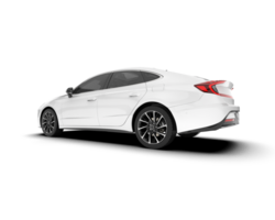 White modern car isolated on transparent background. 3d rendering - illustration png