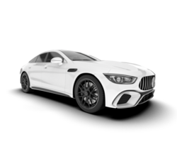 White modern car isolated on transparent background. 3d rendering - illustration png