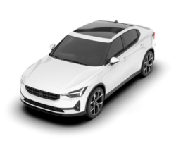 White modern car isolated on transparent background. 3d rendering - illustration png