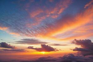 Cloudy sky at sunrise background. AI Generative Pro Photo