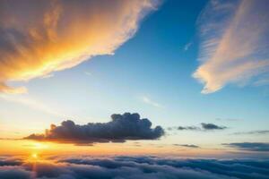 Cloudy sky at sunrise background. AI Generative Pro Photo