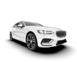 White modern car isolated on transparent background. 3d rendering - illustration png