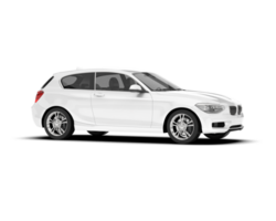 White city car isolated on transparent background. 3d rendering - illustration png