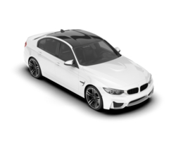 White city car isolated on transparent background. 3d rendering - illustration png