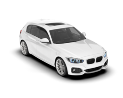 White city car isolated on transparent background. 3d rendering - illustration png