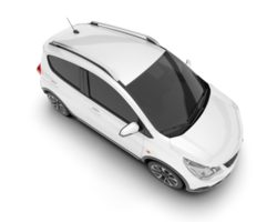 White city car isolated on transparent background. 3d rendering - illustration png