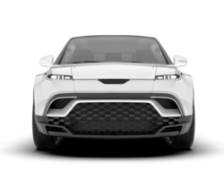 White city car isolated on transparent background. 3d rendering - illustration png