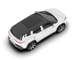 White city car isolated on transparent background. 3d rendering - illustration png