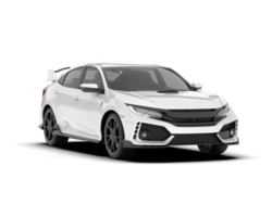 White city car isolated on transparent background. 3d rendering - illustration png