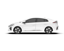 White city car isolated on transparent background. 3d rendering - illustration png