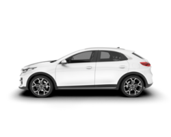 White city car isolated on transparent background. 3d rendering - illustration png