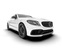 White city car isolated on transparent background. 3d rendering - illustration png