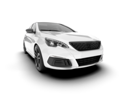 White city car isolated on transparent background. 3d rendering - illustration png