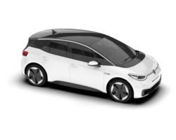 White city car isolated on transparent background. 3d rendering - illustration png