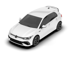 White city car isolated on transparent background. 3d rendering - illustration png