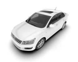 White city car isolated on transparent background. 3d rendering - illustration png