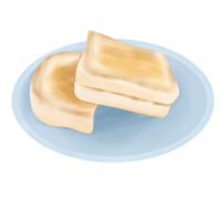 Toast Brot auf das Blau Teller Illustration png