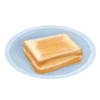 torrada pão em a azul prato ilustração png