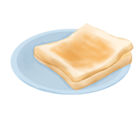 Toast Brot auf das Blau Teller Illustration png