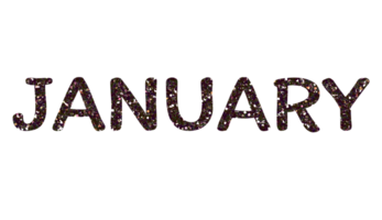 Black glitter JANUARY Letters Icon. January sign. Design for decorating, background, wallpaper, illustration. png