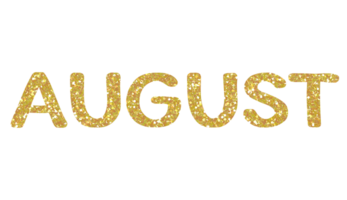 Golden glitter AUGUST Letters Icon. August sign. Design for decorating, background, wallpaper, illustration. png