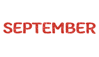 rot funkeln September Briefe Symbol. September unterzeichnen. Design zum dekorieren, Hintergrund, Hintergrund, Illustration. png