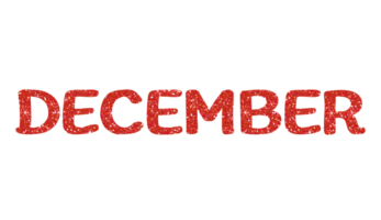 Red glitter DECEMBER Letters Icon. December sign. Design for decorating, background, wallpaper, illustration. png