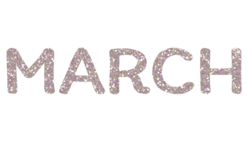 Silver glitter MARCH Letters Icon. March sign. Design for decorating, background, wallpaper, illustration. png