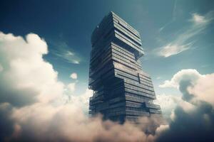 Skyscraper sky clouds. Generate Ai photo