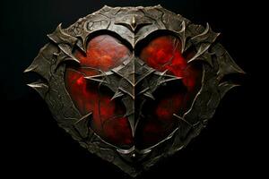 Red heart shield. Generate Ai photo