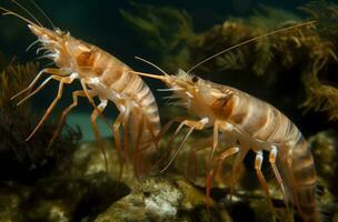 Sea shrimp underwater food. Generate Ai photo